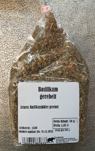Basilikum gerebelt, 50g, Deutschland
