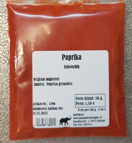 Paprika edelsüß, 50g, Ungarn