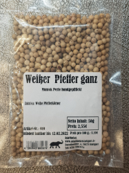 Weier HochlandPfeffer ganz, 50g, Sri Lanka