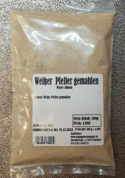 Weier Pfeffer gemahlen, 50g, Indonesien