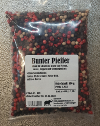 Bunter Pfeffer ganz, 100g, Indien/Indonesien/Brasilien