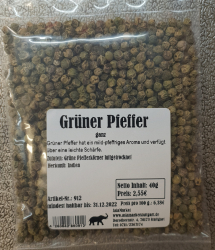 Grner Pfeffer ganz, 40g, Indien