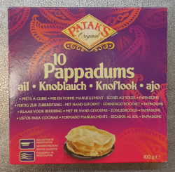 Pappadums Knoblauch, 10 Stck, PATAK'S, Indien