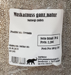 Muskatnuss ganz, 20g, Grenada