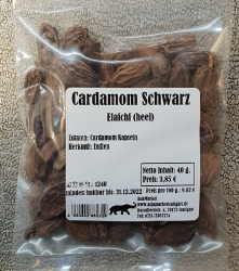Cardamom Kapseln Schwarz, 40g, Indien