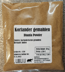 Koriander gemahlen, 50g, Indien