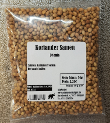Koriander Samen, 50g/100g, Indien